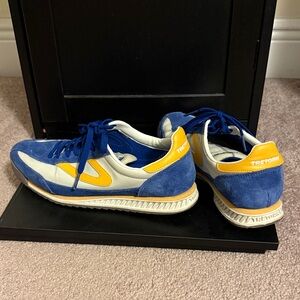 Tretorn Blue Yellow Suede & Leather Sneakers